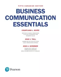 Business Communication Essentials, Fifth Canadian Edition, 5E Bovee, Thill & Scribner Test Bank